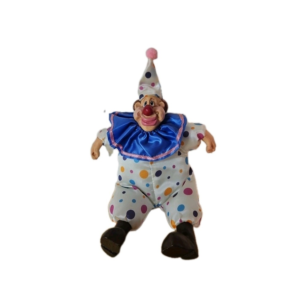 VINTAGE RUSS & BERRIE Co/ CORKLES CLOWN CERAMIC FACE HANDS SHOES PLUSH STUFFED